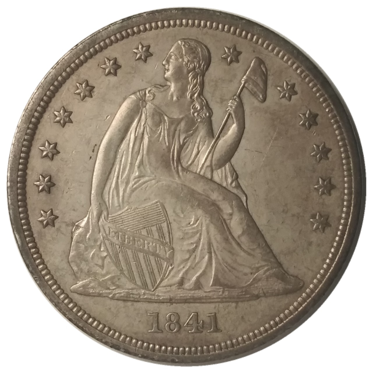 1841-$1-Liberty-Seated-Silver-Dollar-Oc-3-Die-Pair-R2